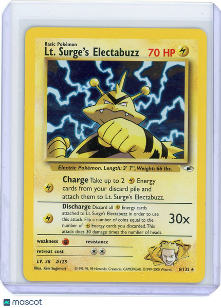 2000 Gym Heroes LT. Surge's Electabuzz Holo Rare Holo #6/132