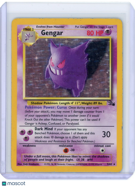 1999 Fossil Gengar Holo Rare Holo #5/62