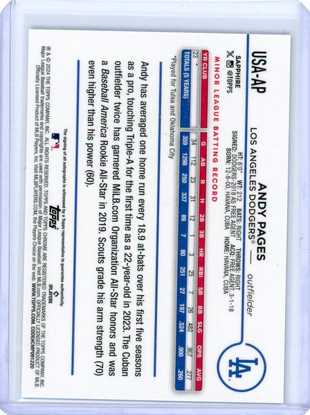 Andy Pages - 2024 Topps Chrome Sapphire Rookie Auto 36/199