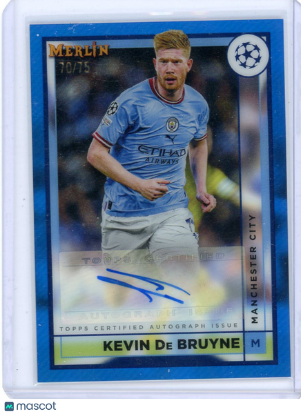 Kevin De Bruyne - 2023 Topps Merlin UCC Blue Refractor Auto 70/75