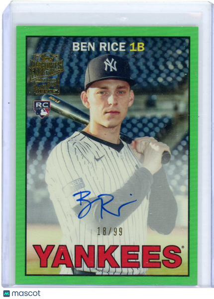 Ben Rice - 2025 Topps Archives Signature Series Auto Green 18/99 RC