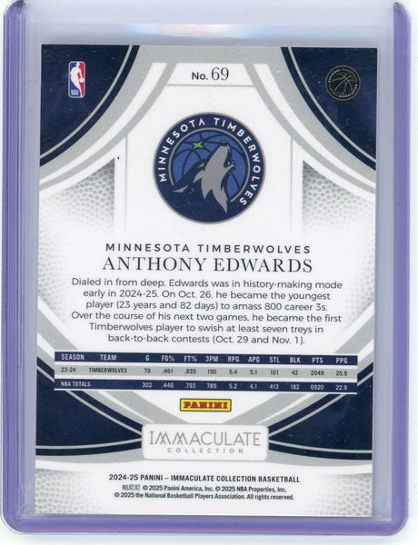 Anthony Edwards - 2024-25 Panini Immaculate Basketball Base #69 59/99
