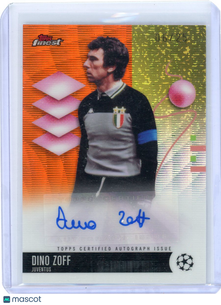 Dino Zoff - 2026 Topps Finest UEFA Club Competitions Orange Auto 6/25