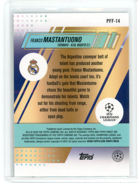 Franco Mastantuono - 2026 Topps Finest Prized Footballers RC