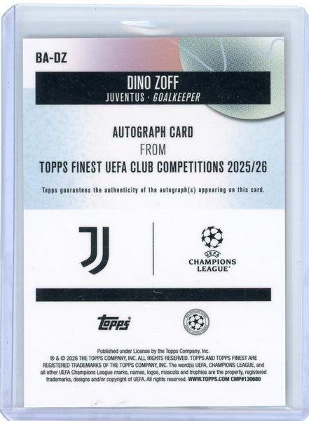 Dino Zoff - 2026 Topps Finest UEFA Club Competitions Orange Auto 6/25