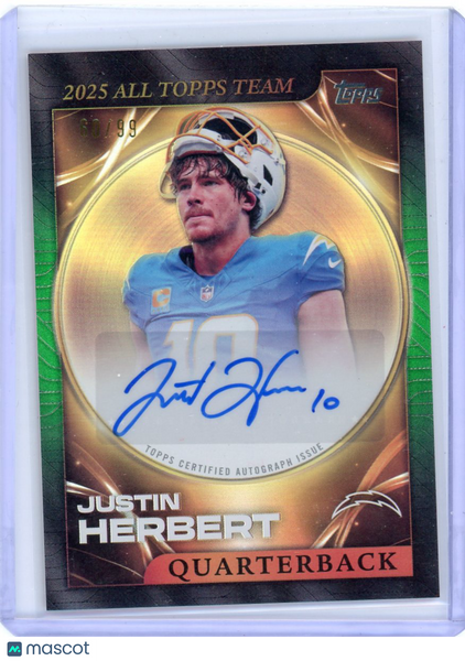 Justin Herbert - 2026 Topps Flagship All Topps Team Auto Green 60/99