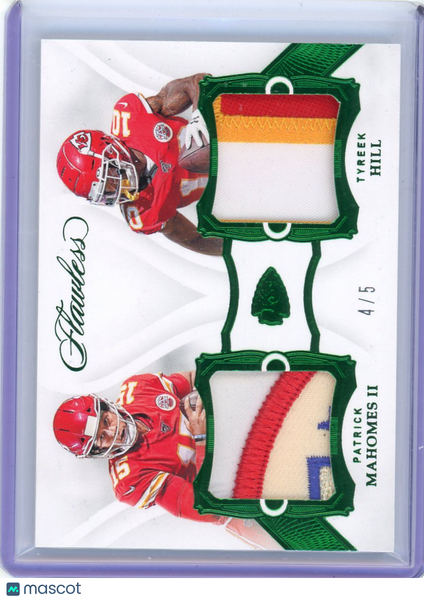Patrick Mahomes Tyreek Hill - 2020 Panini Flawless Emerald Patch 4/5