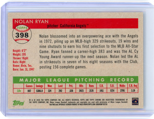 Nolan Ryan - 2025 Topps Chrome Platinum Baseball Black 04/10 #398