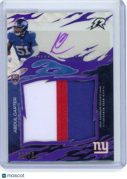 Abdul Carter - 2025 Topps Resurgence Rookie Patch Auto Purple 66/75 RRS-AC