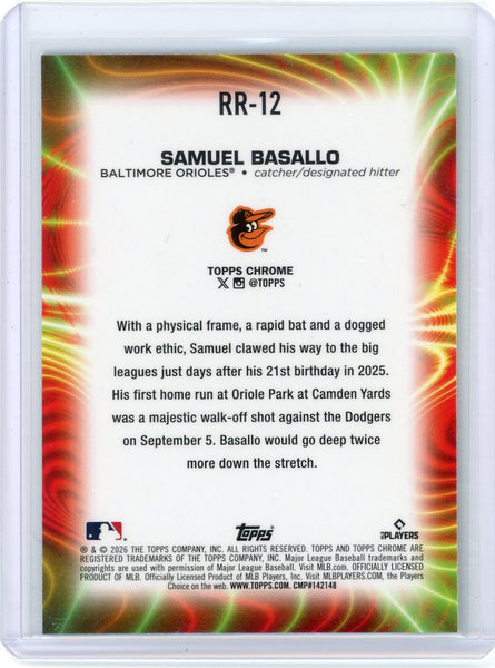 Samuel Basallo - 2026 Topps Chrome Radiating Rookies Case Hit SP RR-12