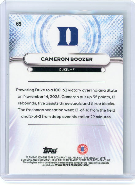 Cameron Boozer - 2026 Bowman University Best Topps Blue 024/150 #69
