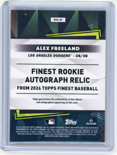 Alex Freeland - 2026 Topps Finest Autograph Rookie Patch Autograph Orange 08/25