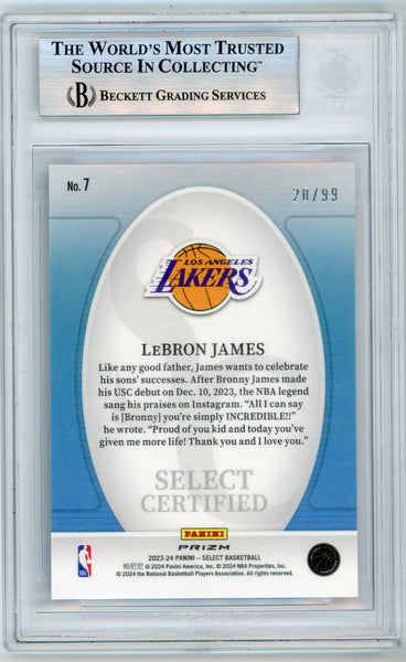 LeBron James - 2023 Select Select Certified Pink Cracked Ice Prizms 20/99 BGS 9