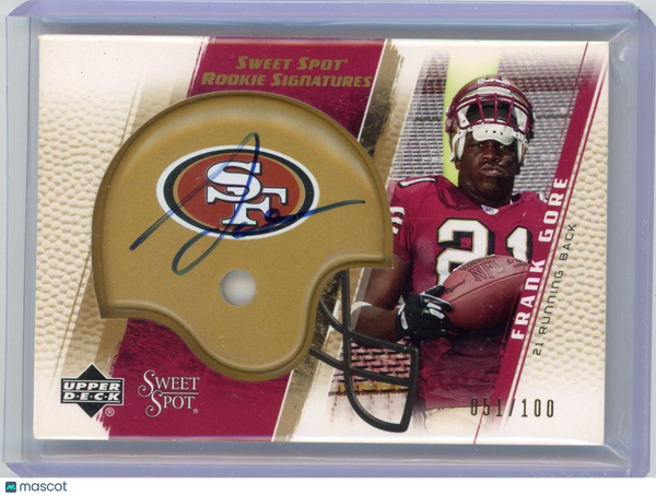 Frank Gore - 2005 Upper Deck Sweet Spot Gold Rookie Auto 051/100