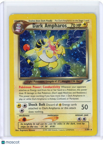 2002 Neo Destiny Dark Ampharos Holo Rare HP #1/105