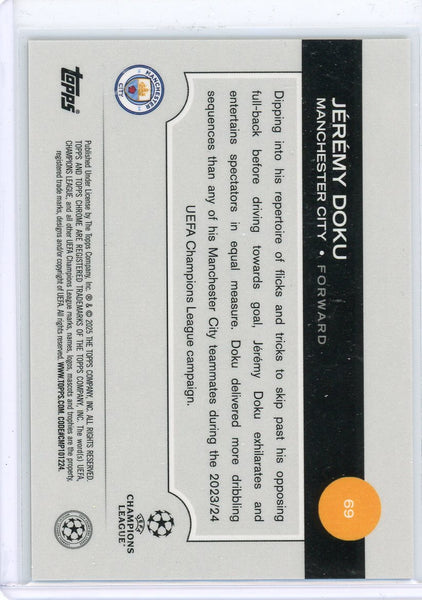Jérémy Doku - 2025 Topps Chrome UEFA Champions League Gold Saphire 35/50
