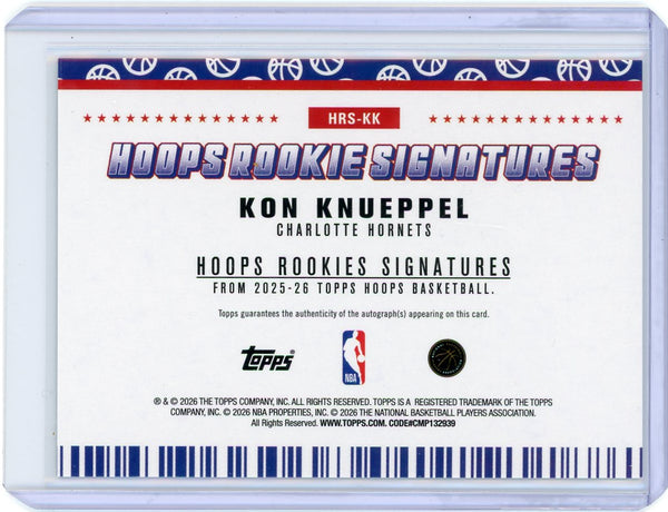 Kon Knueppel - 2026 Topps Hoops Rookie Signatures Auto