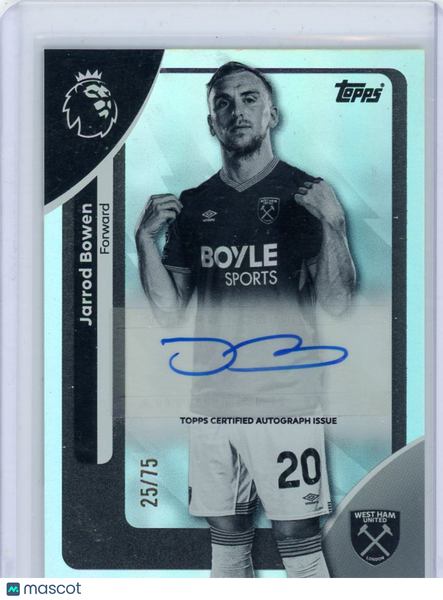 Jarrod Bowen - 2025 Topps Premier League Base Players Autograph Variation 25/75