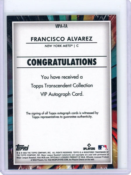 Francisco Alvarez - 2023 Topps Transcendent Collection VIP Autographs 19/23 RC
