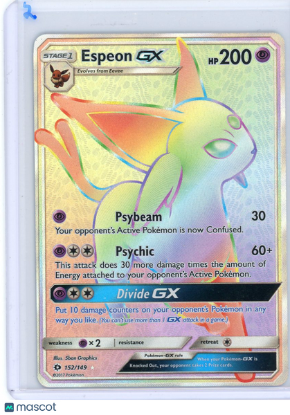 2017 Sun & Moon Espeon GX Holo Secret Rare SR FA HR #152/149