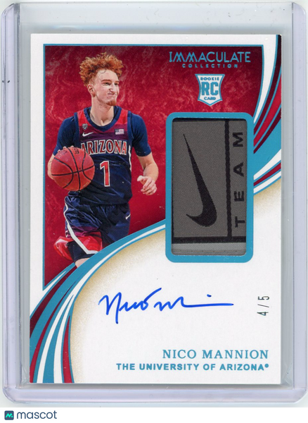 Nico Mannion - 2020 Panini Immaculate Collection Collegiate 4/5 Patch Auto
