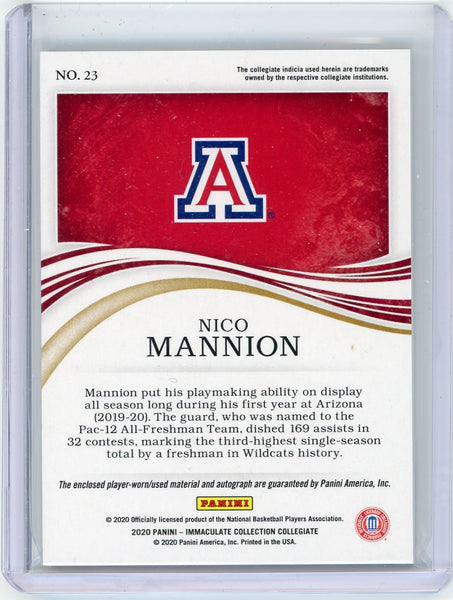 Nico Mannion - 2020 Panini Immaculate Collection Collegiate 4/5 Patch Auto