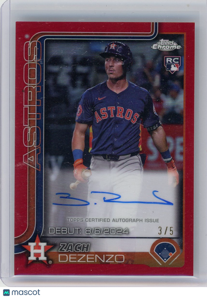 Zach Dezenzo - 2025 Topps Chrome Update Rookie Red Refractor Auto /5