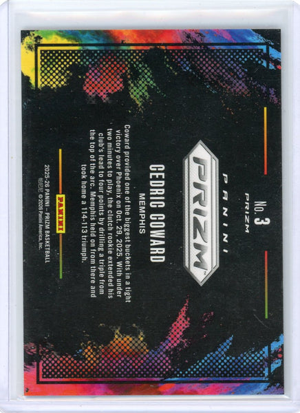 Cedric Coward - 2025 Panini Prizm Black Color Blast Rookie