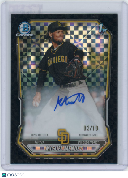 Miguel Mendez - 2026 Bowman Chrome 1st Auto Topps Black XFractor 03/10 CPA-MM