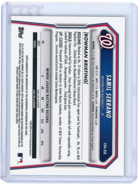Samil Serrano - 2026 Bowman Chrome 1st Auto CPA-SSE