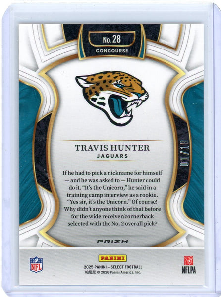 Travis Hunter - 2025 Panini Select Football Gold Prizm Rookie 1/10