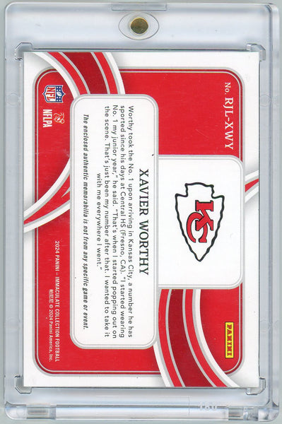 Xavier Worthy - 2024 Panini Immaculate Rookie Nike Swoosh Patch JSY # 1/5
