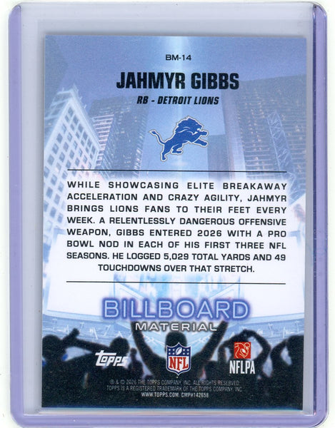 Jahmyr Gibbs - 2026 Topps Flagship Billboard Material