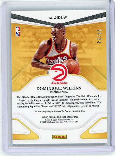 Dominique Wilkins - 2019-20 Panini Opulence Basketball 24K Auto 22/24 24K-DW