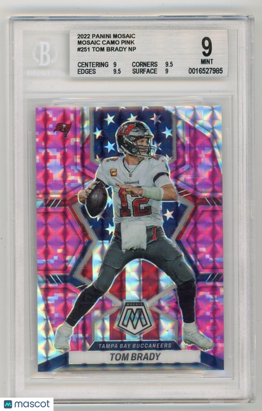 Tom Brady - 2022 Panini Mosaic Football Camo Pink #251 USA Flag BGS 9