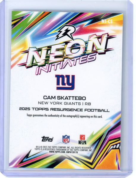Cam Skattebo - 2025 Topps Resurgence Neon Initiates Rookie Auto /99