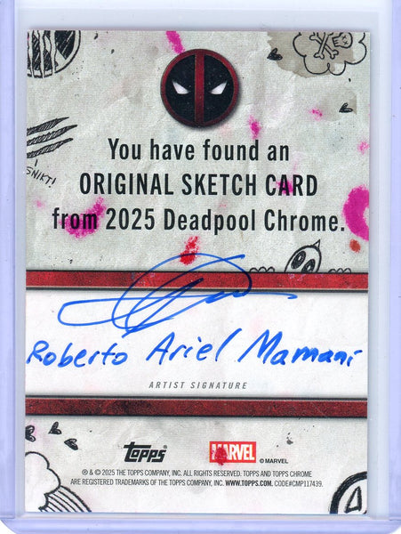 DEADPOOL - 2025 Topps Chrome Sketch Card 1/1 Roberto Ariel Mamani