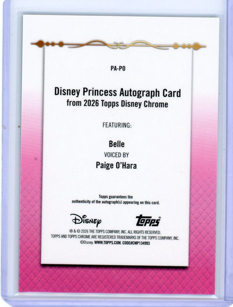 Belle - 2026 Topps Chrome Disney Paige O'Hara Auto Green 1/99