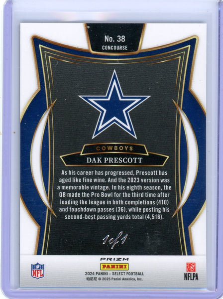 Dak Prescott - 2024 Select Black Prizm 1/1 Disco H2 #38