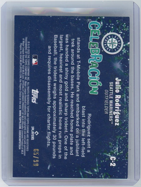 Julio Rodríguez - 2023 Topps Chrome Celebración Green Refractor 65/99