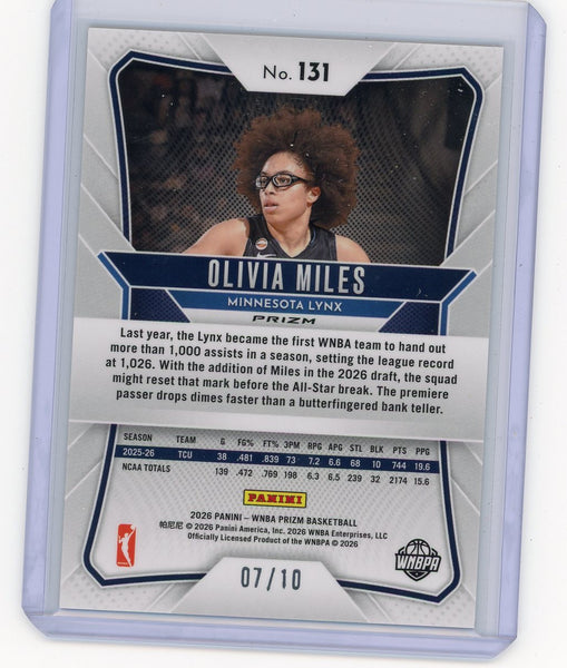 Olivia Miles - Rookie True Gold 07/10 2026 Panini WNBA Prizm Basketball #131