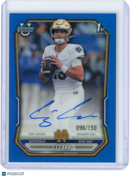 CJ Carr - 2026 Bowman Chrome U Football 1st Auto Blue Refractor 096/150 BCPA-CJC