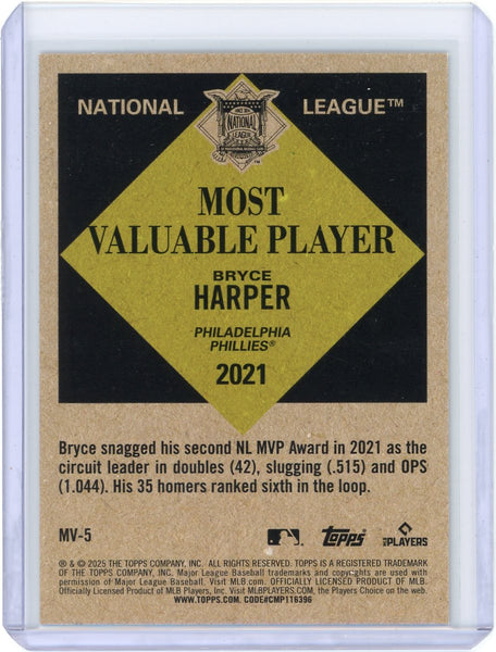 Bryce Harper - 2025 Topps Baseball Red Foil 5/5 Most Valuable Player MVP MV-5