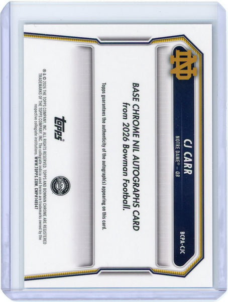 CJ Carr - 2026 Bowman Chrome U Football 1st Auto Blue Refractor 096/150 BCPA-CJC