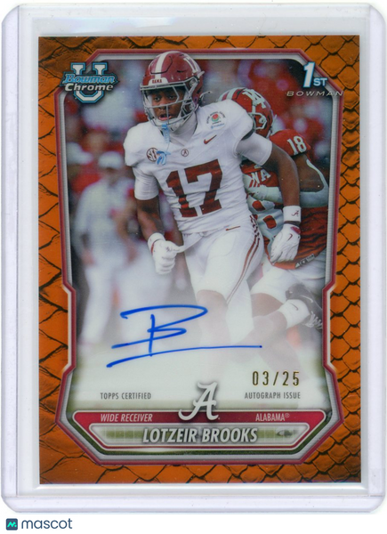 Lotzeir Brooks - 2026 Bowman Chrome U Football Orange Reptilian 1st Auto 03/25