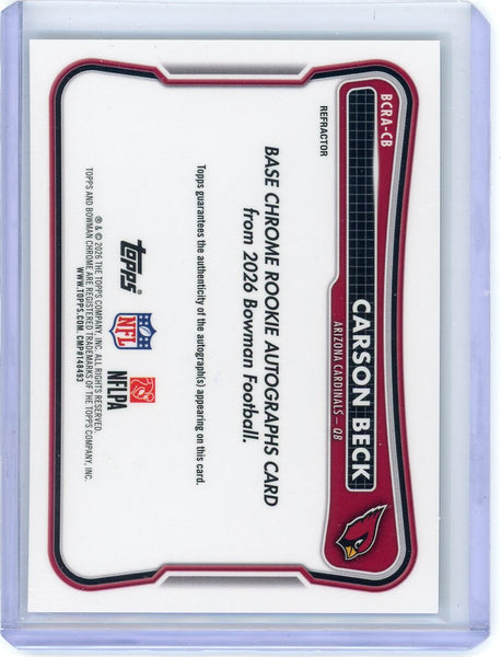 Carson Beck - 2026 Bowman Chrome Football Topps Refractor Rookie Auto 267/499