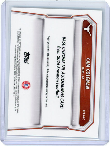Cam Coleman - 2026 Bowman University Chrome Football 1st Auto Base BCPA-CC