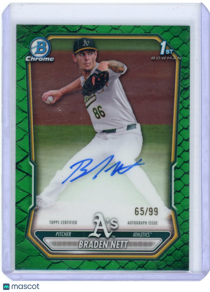 Braden Nett - 2026 Topps Bowman Chrome Green Reptilian 1st Auto 65/99 CPA-BN
