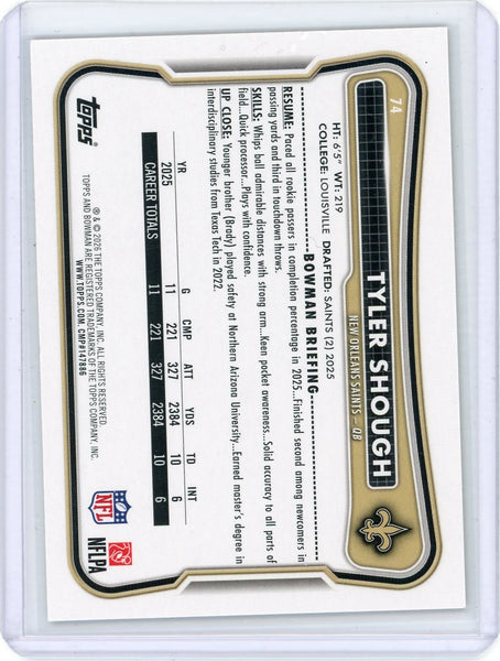 Tyler Shough - 2026 Topps Bowman Football Gold 34/50 #74 Saints