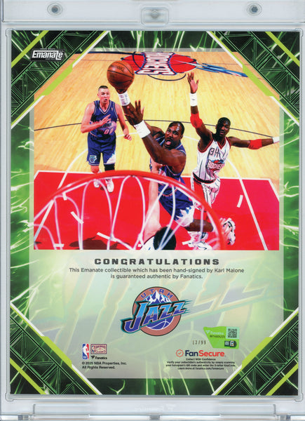 Karl Malone - 2025 Fanatics Emanate Basketball Green Auto 13/99 Utah Jazz